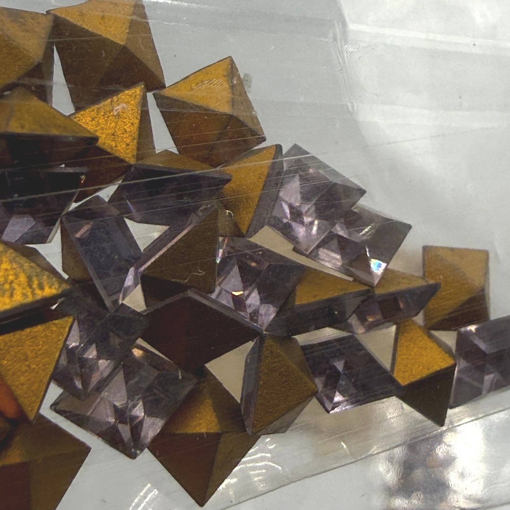 K.S. & Co. Vintage Austrian Glass Rhinestones 6mm Amethyst Gold Pyramid Square
